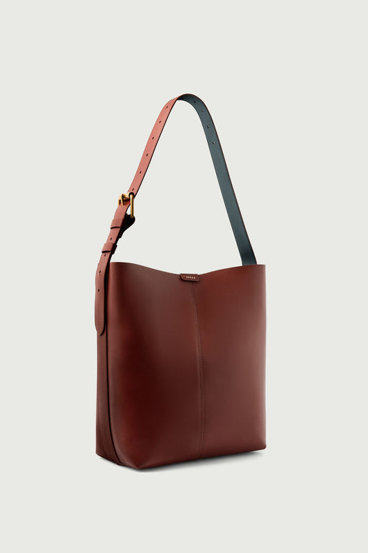 Sac Saudade - Acajou/Noir - Cuir - Femme