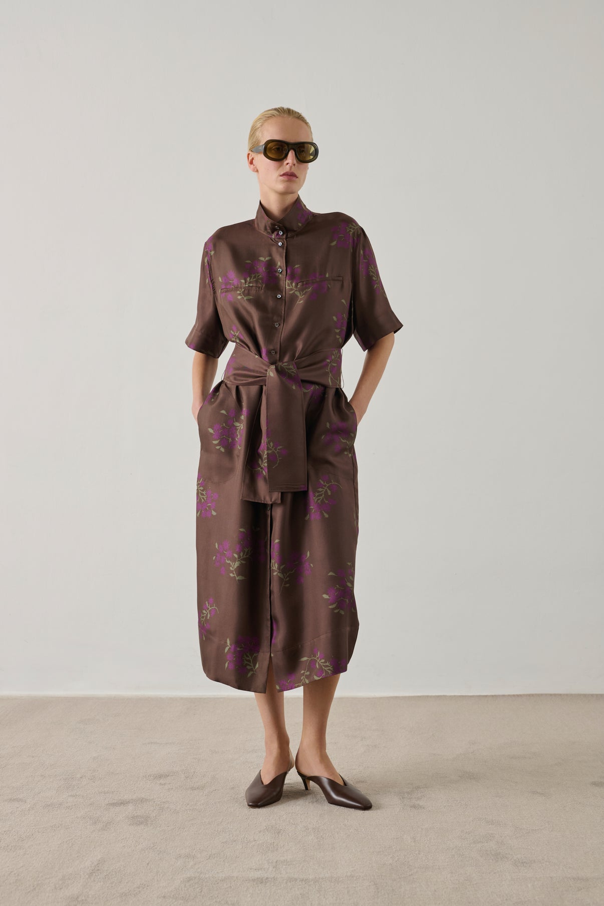 Robe Witty - Marron/Violet - Soie - Femme vue 1